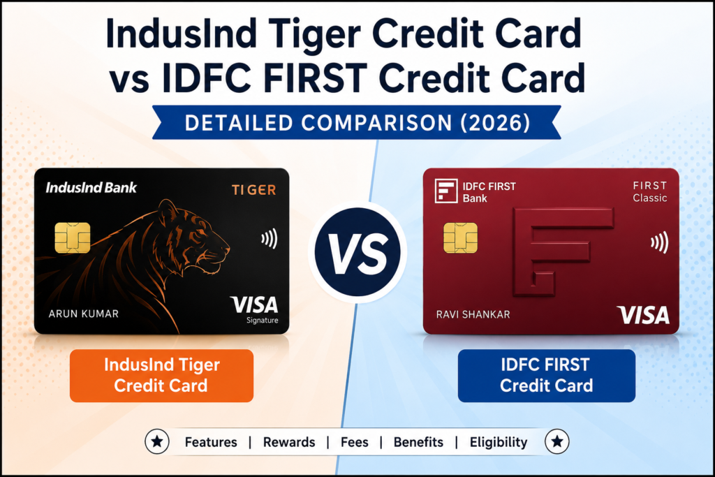 IndusInd Tiger credit card vs idfc first bank credit card