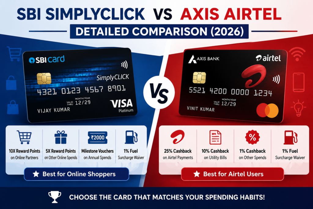 sbi simlpyclick vs axis airtel credit card